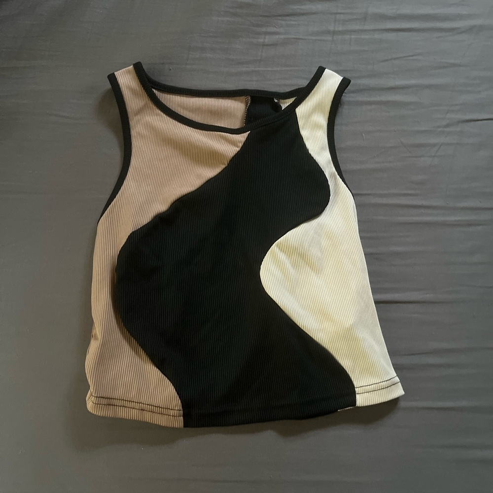Stylish Black and Cream Tank Top